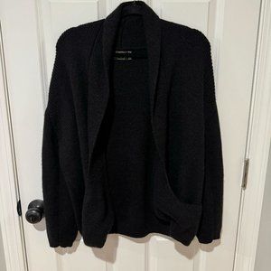 Black Peruvian 2 Pocket Alpaca Classic‎ Open Front Cardigan - Size S/M